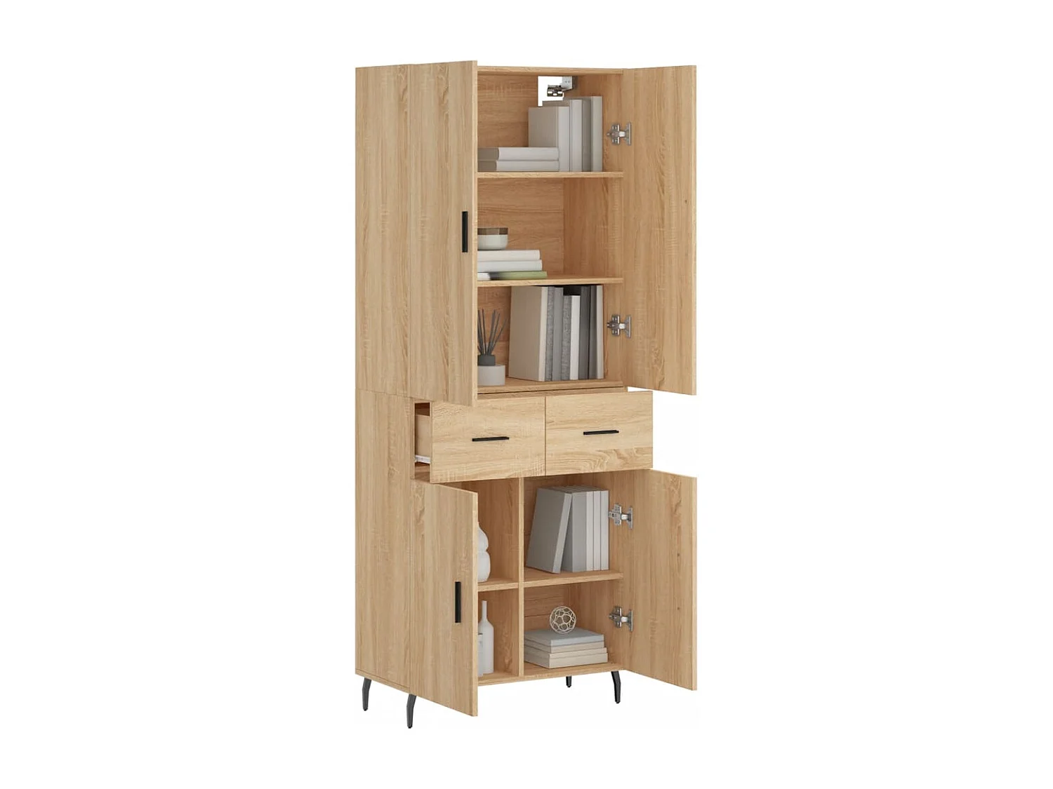 Aparador alto madera contrachapada color roble 69,5x34x180 cm