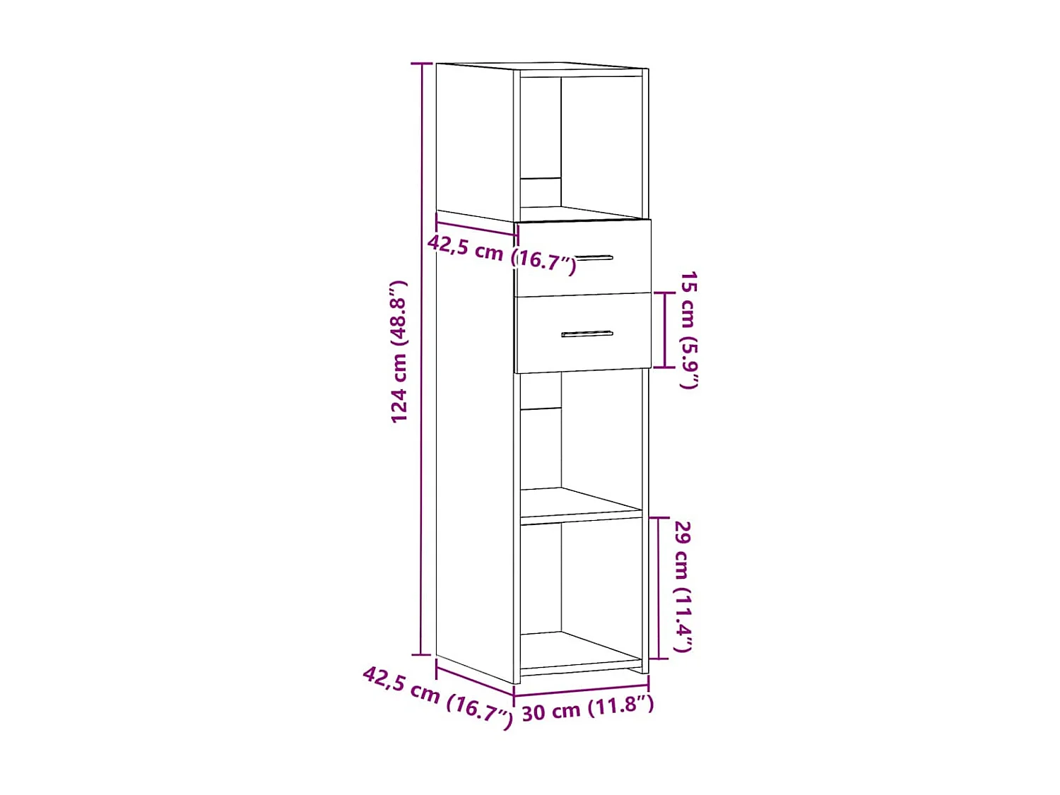 Buffet haut chêne fumé 30x42,5x124 cm bois d'ingénierie