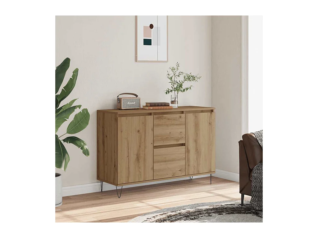 Buffet chêne artisanal 101,5x35x70 cm bois d'ingénierie