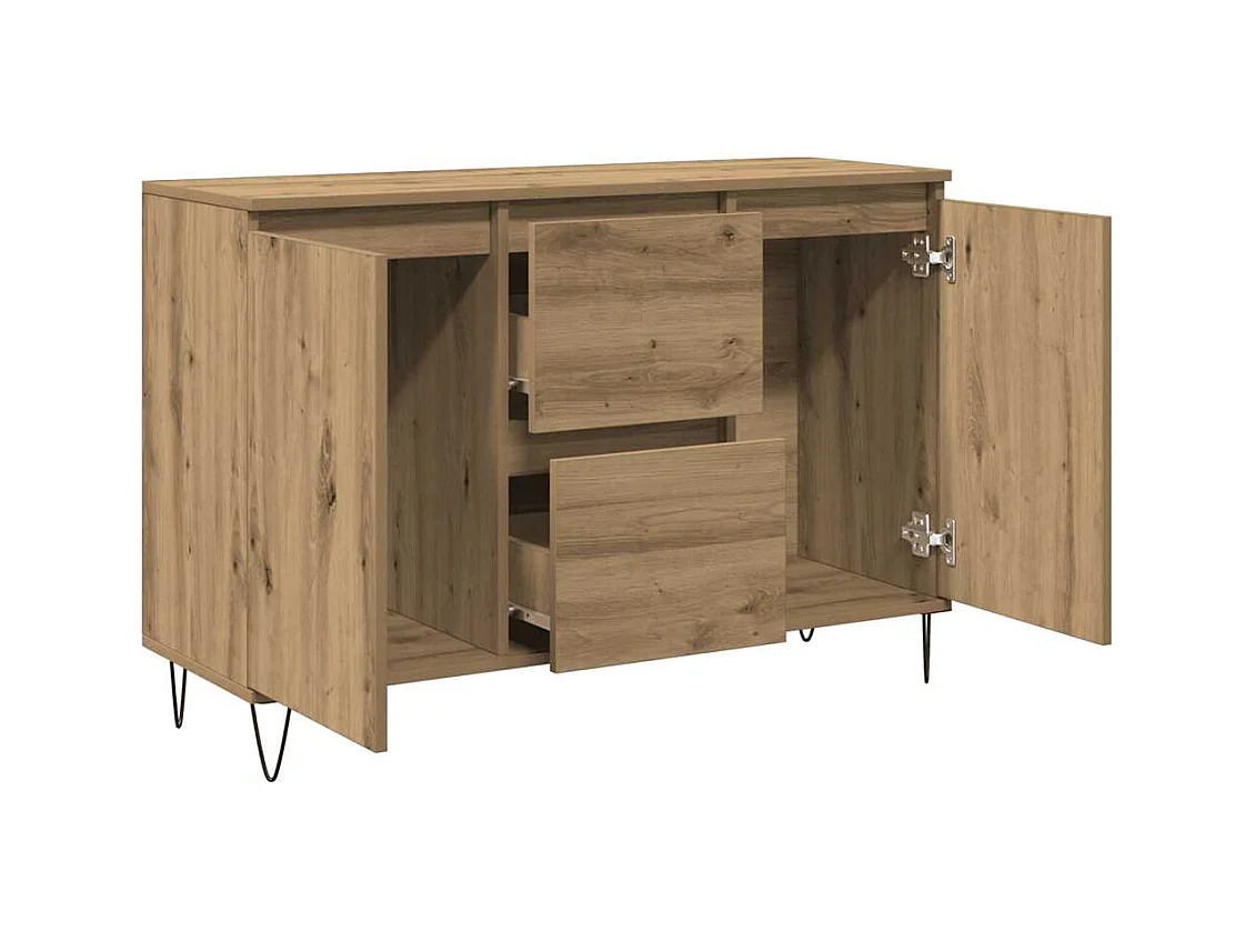 Buffet chêne artisanal 101,5x35x70 cm bois d'ingénierie