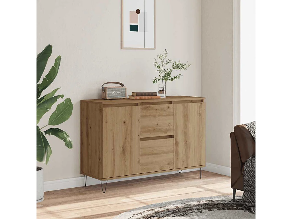 Buffet chêne artisanal 101,5x35x70 cm bois d'ingénierie