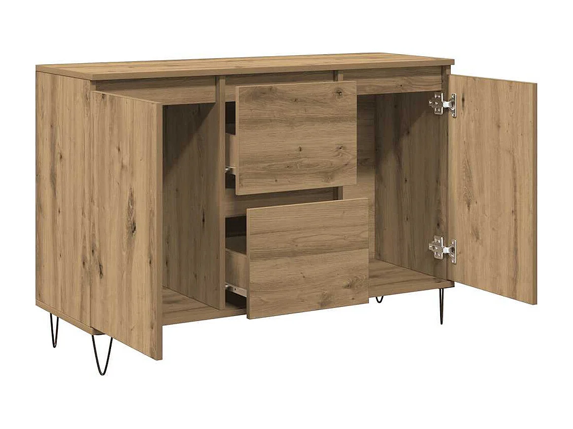 Buffet chêne artisanal 101,5x35x70 cm bois d'ingénierie