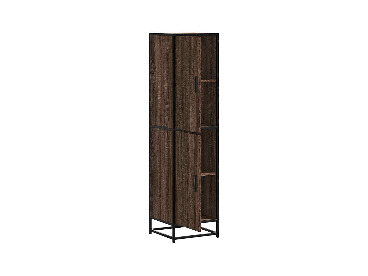 Buffet haut chêne marron 35,5x35x139 cm bois d'ingénierie métal