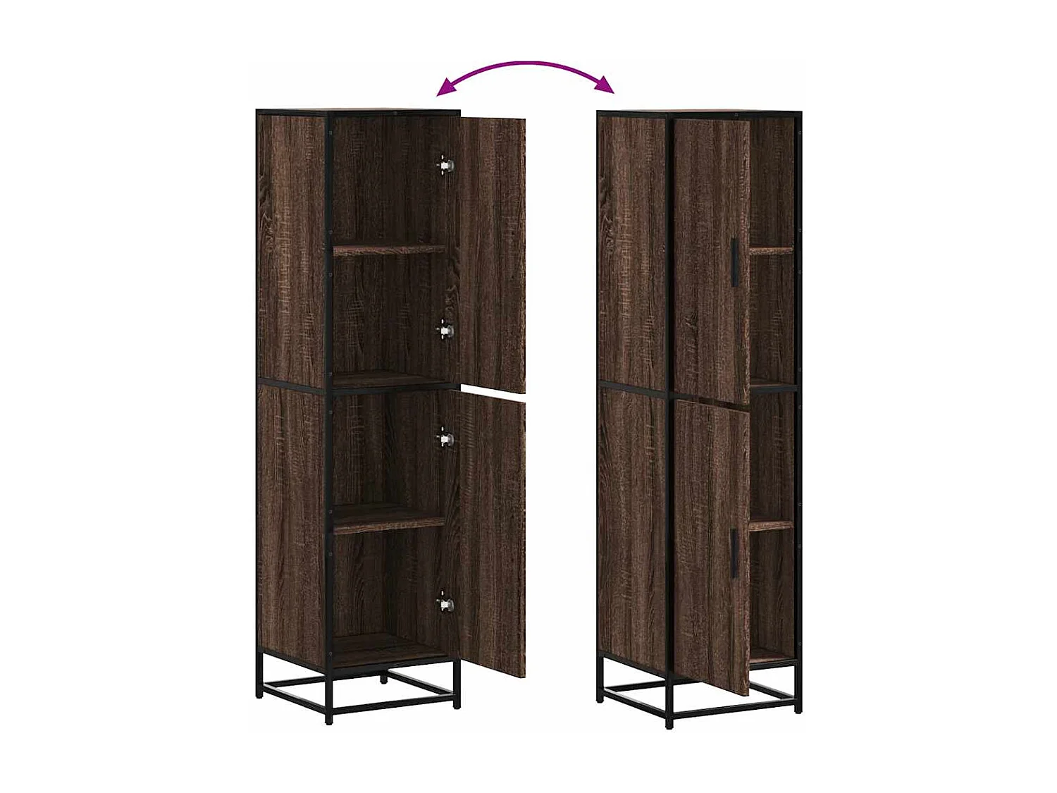 Buffet haut chêne marron 35,5x35x139 cm bois d'ingénierie métal