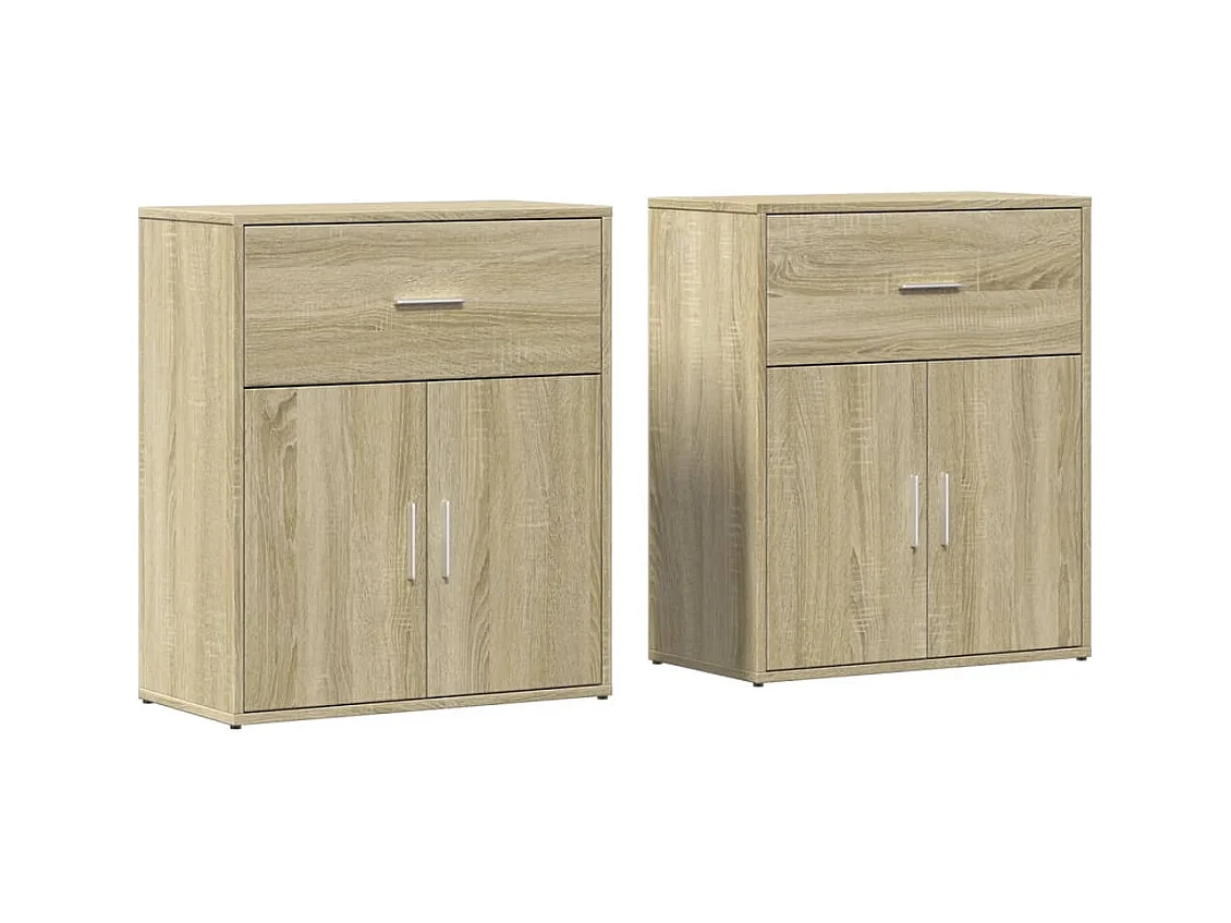 Dressoirs 2 st 60x31x70 cm bewerkt hout sonoma eikenkleurig