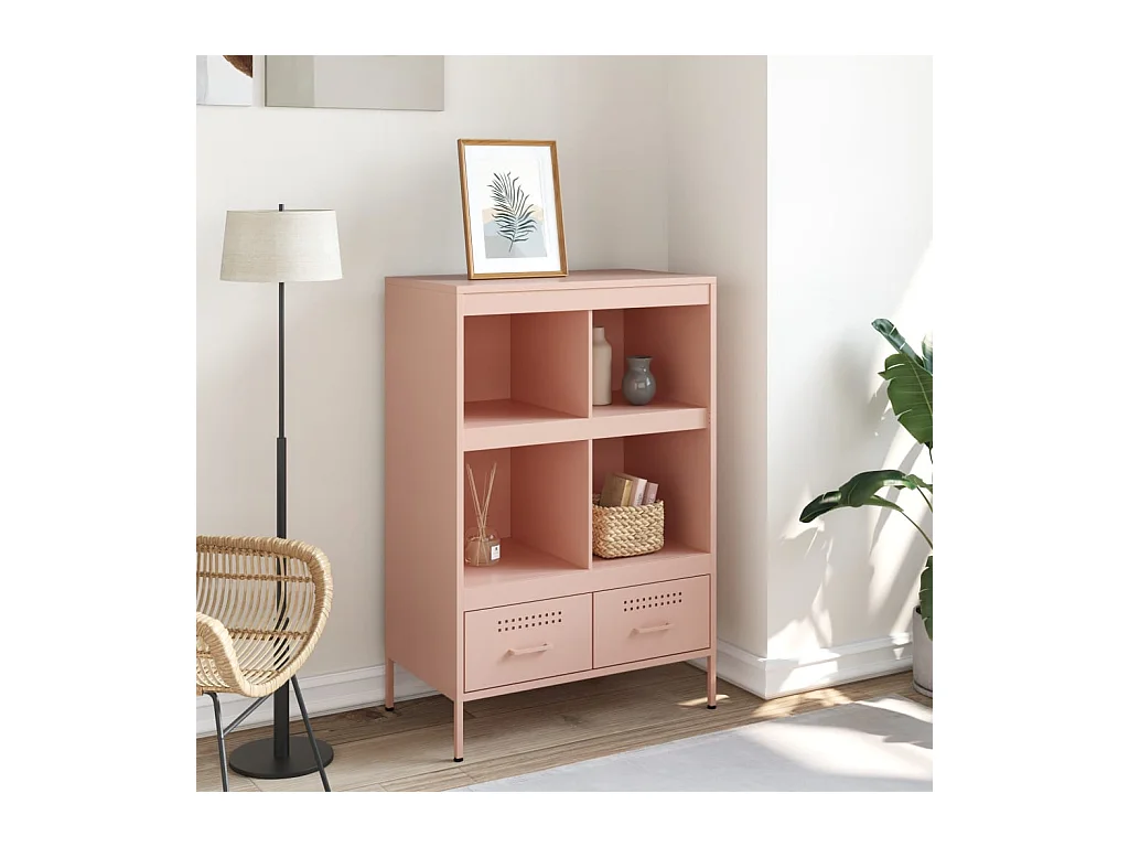 Buffet haut rose 68x39x101,5 cm acier