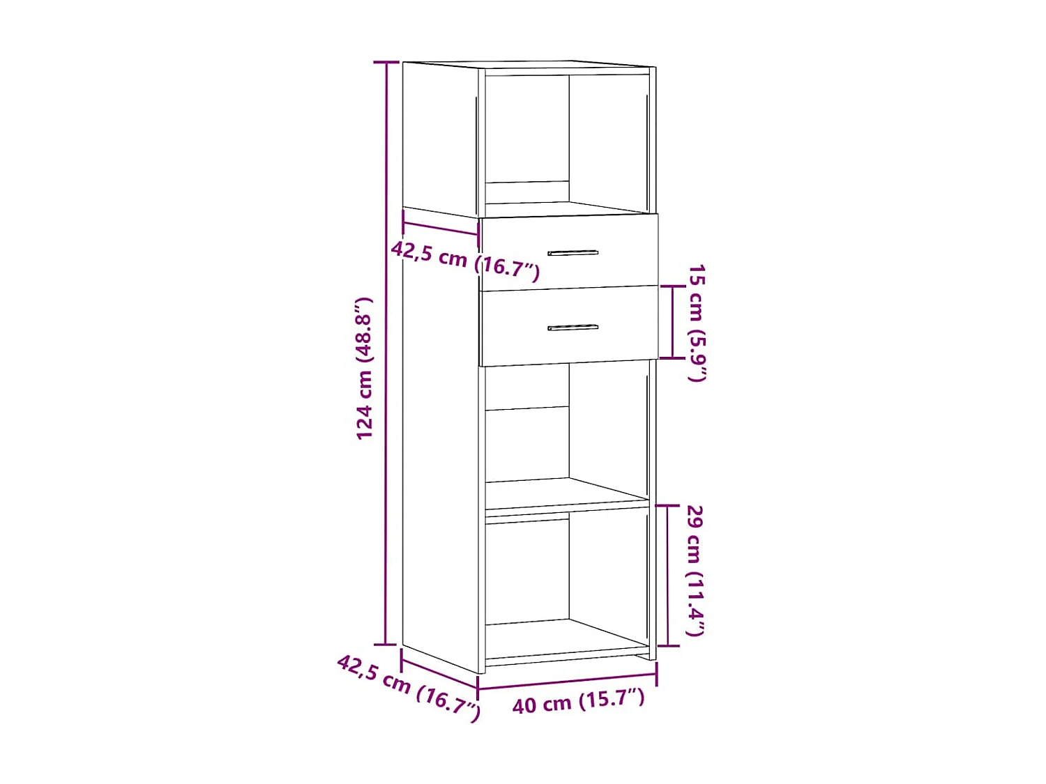 Buffet haut sonoma gris 40x42,5x124 cm bois d'ingénierie