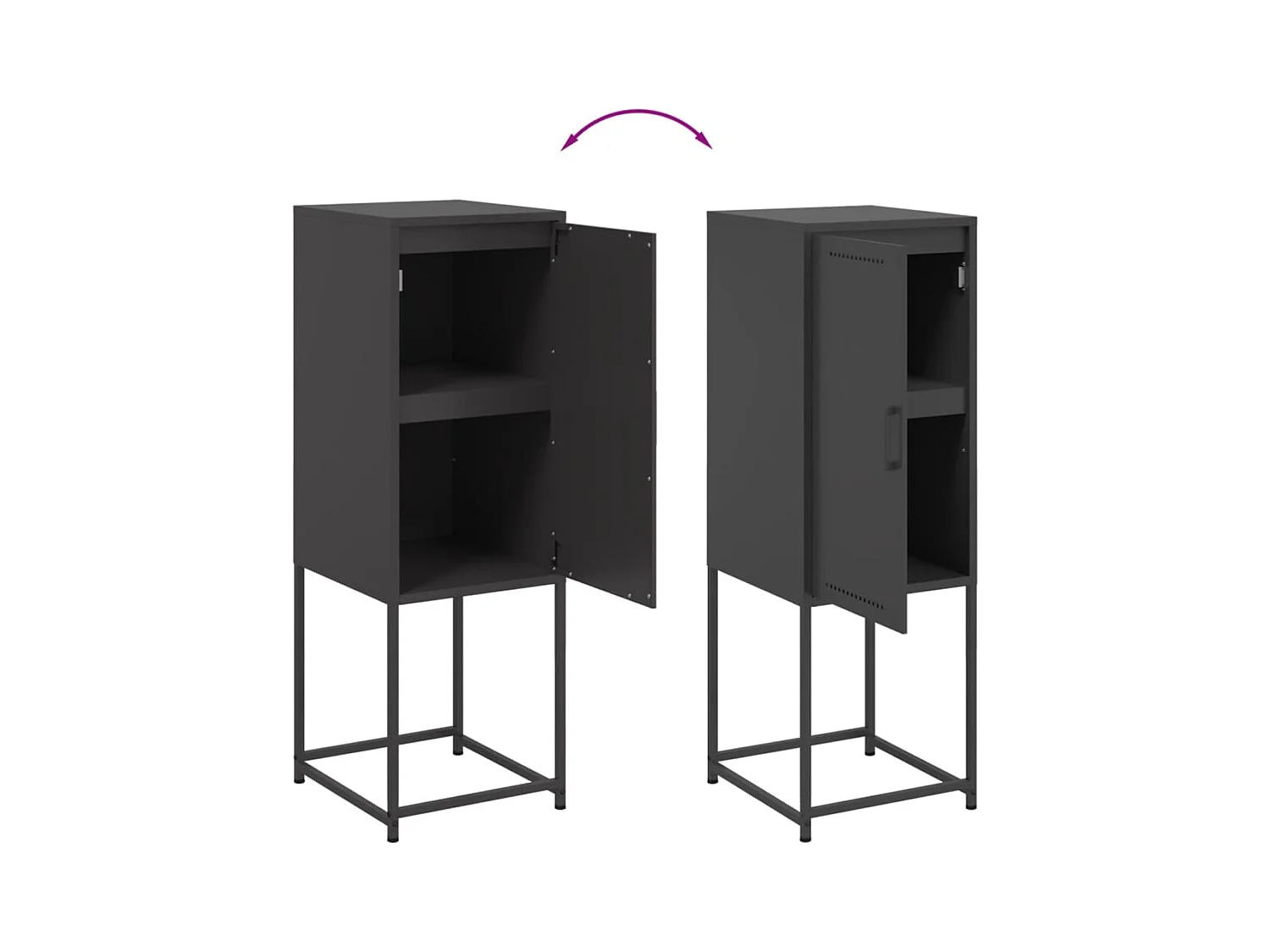 Buffet haut noir 36x39x107 cm acier