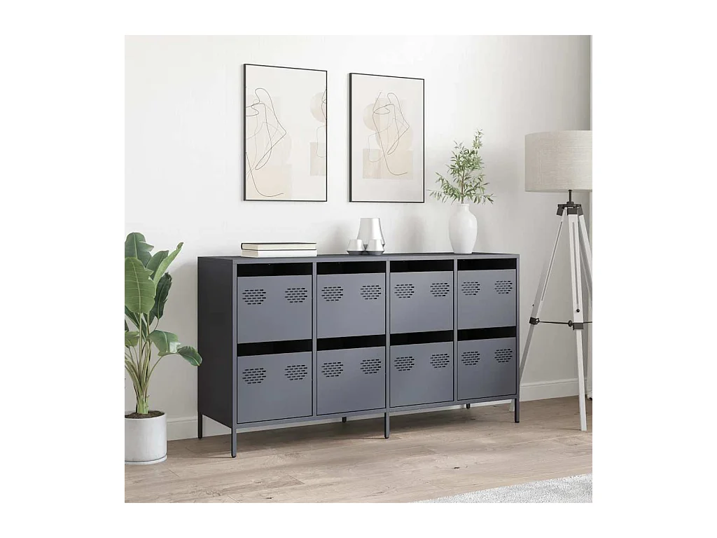 Buffet anthracite 135x39x73,5 cm acier laminé à froid