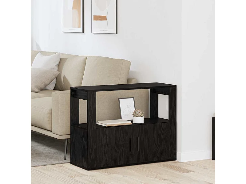 Dressoir Zwart eiken 80 x 30 x 60 cm Bewerkt hout