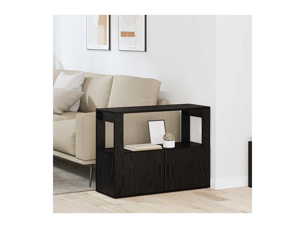 Dressoir Zwart eiken 80 x 30 x 60 cm Bewerkt hout