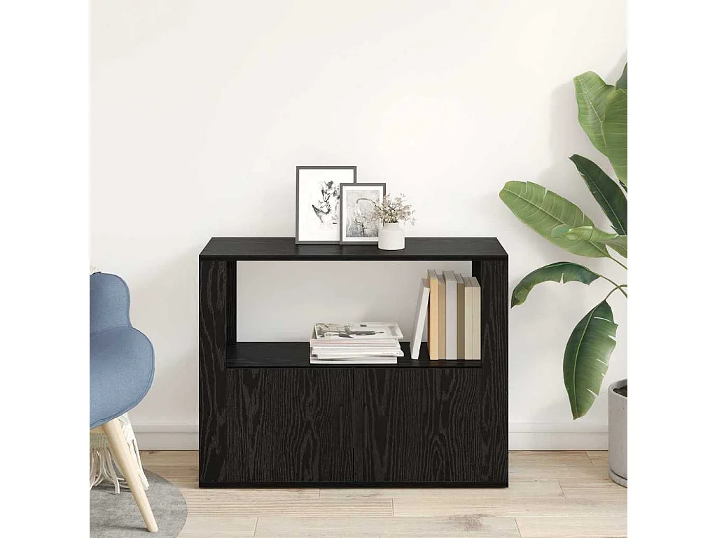 Buffet Chêne noir 80 x 30 x 60 cm Bois d'ingénierie