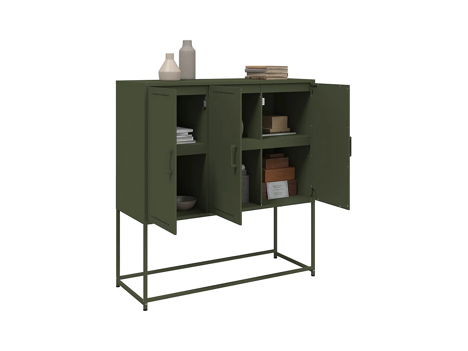 Buffet haut vert olive 100,5x39x107 cm acier