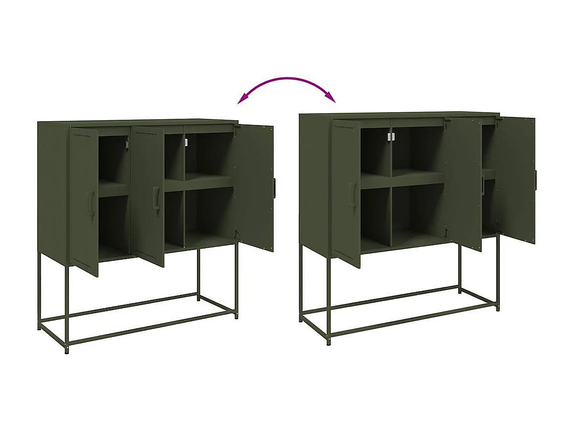 Buffet haut vert olive 100,5x39x107 cm acier