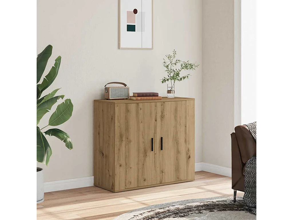 Buffet chêne artisanal 80x33x70 cm bois d'ingénierie