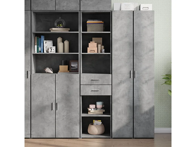 Hoge kast 45x42,5x185 cm bewerkt hout betongrijs