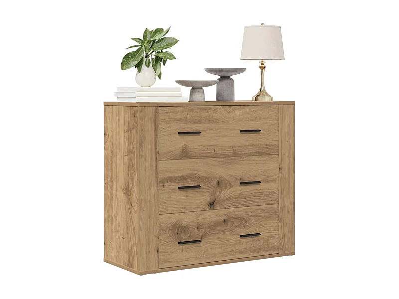 Buffet chêne artisanal 80x33x70 cm bois d'ingénierie