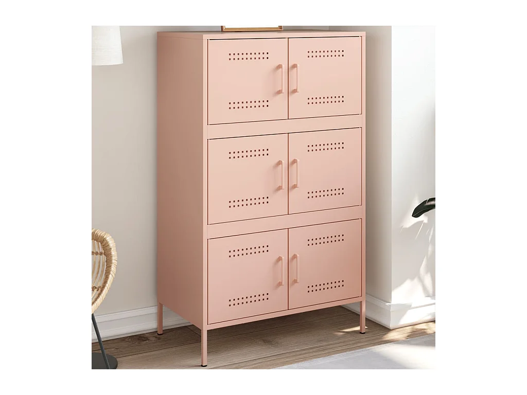 Buffet haut rose 68x39x113 cm acier