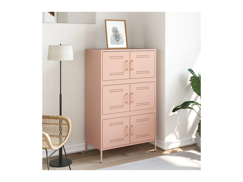 Buffet haut rose 68x39x113 cm acier