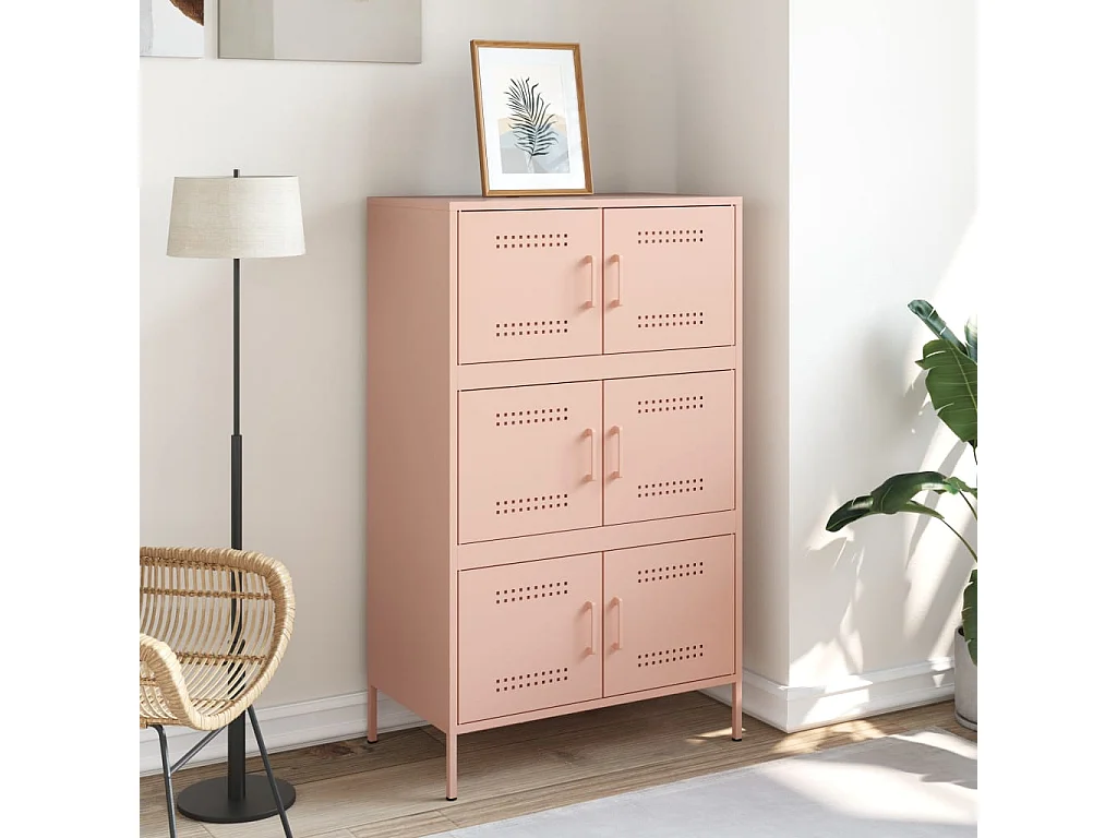 Buffet haut rose 68x39x113 cm acier