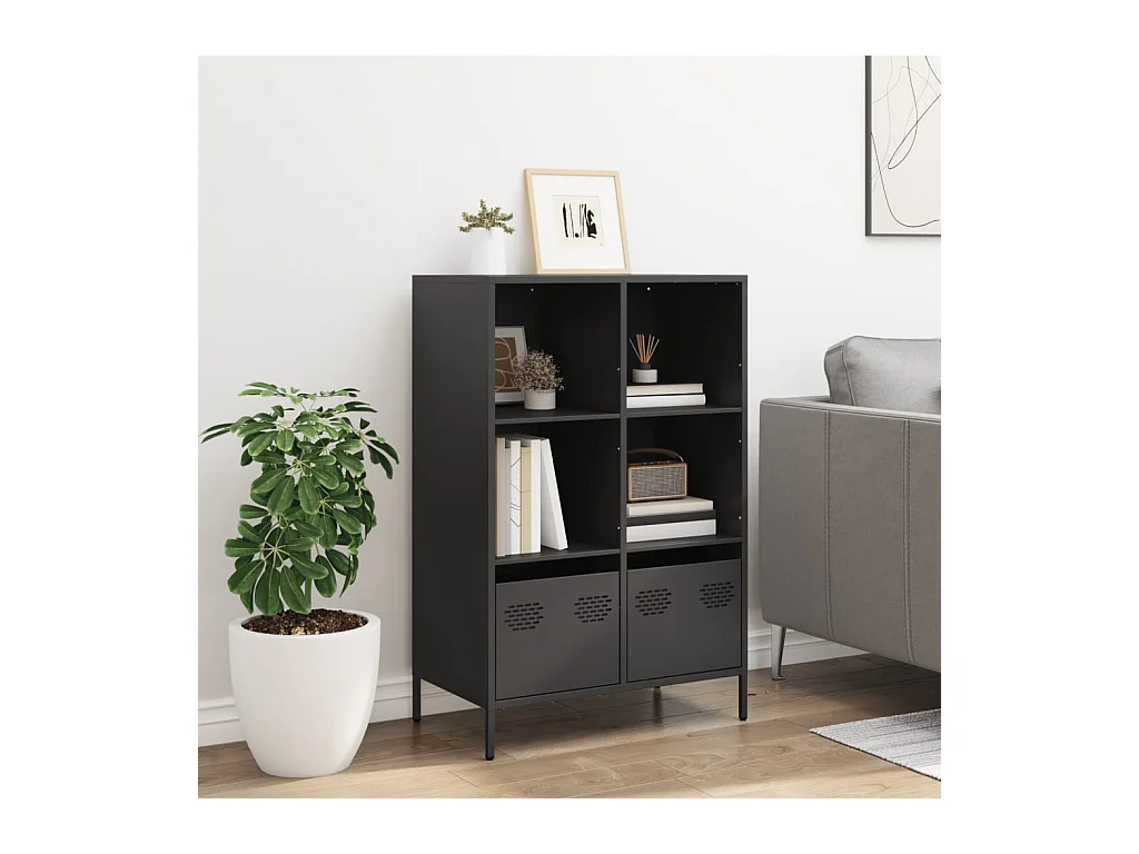 Buffet haut noir 68x39x103,5 cm acier