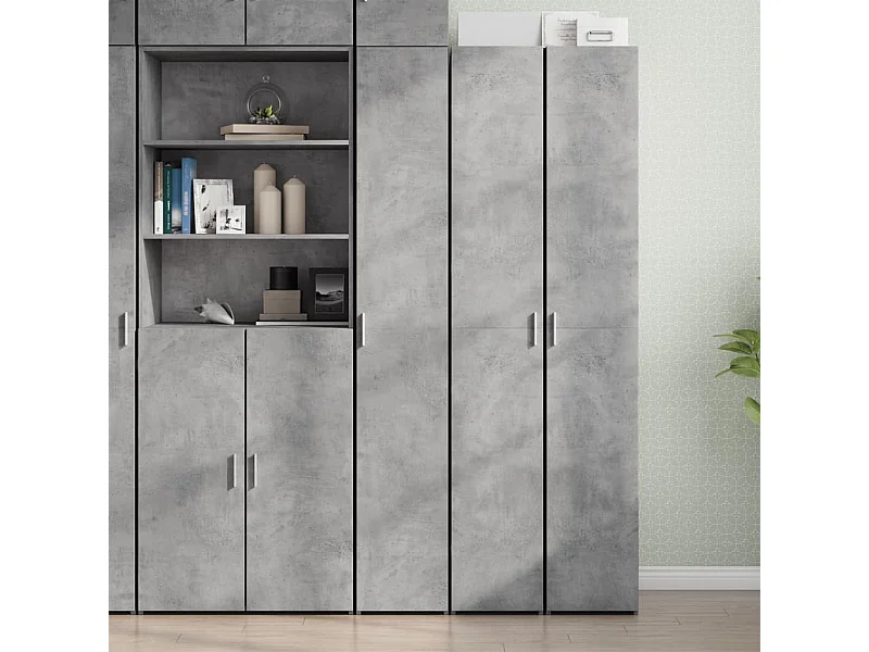 Buffet haut gris béton 30x42,5x185 cm bois d'ingénierie