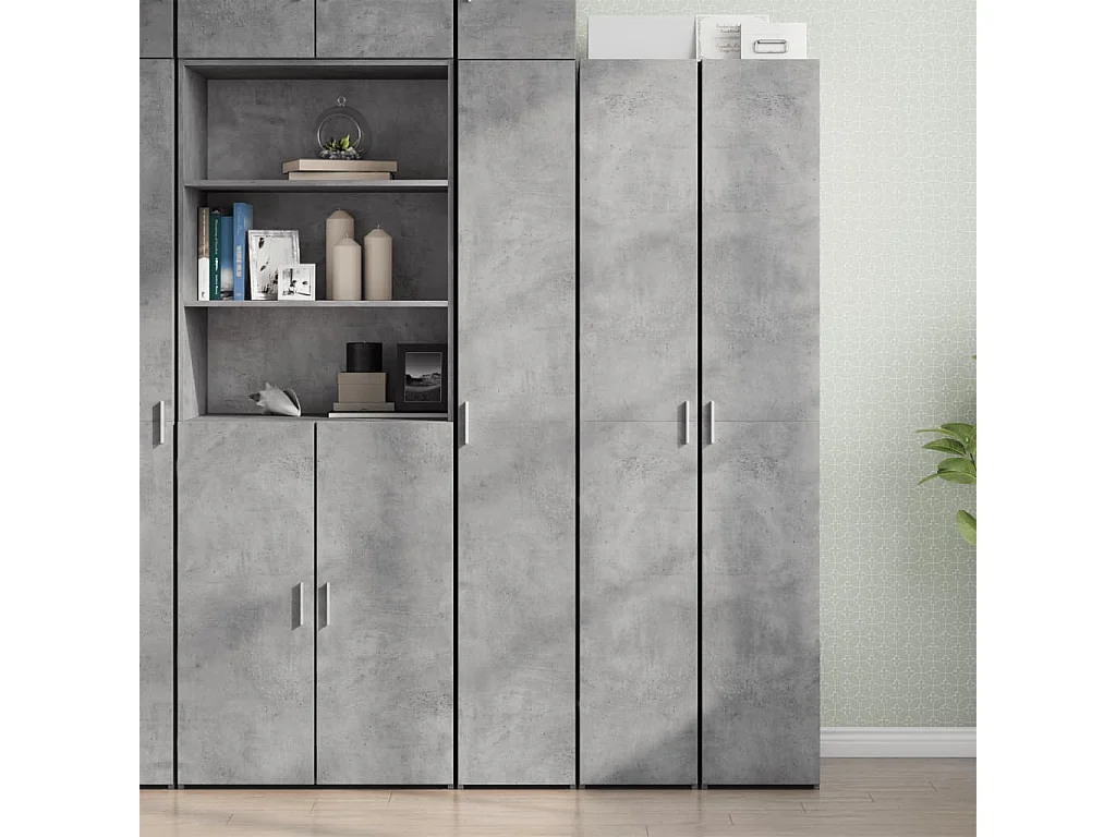 Buffet haut gris béton 30x42,5x185 cm bois d'ingénierie