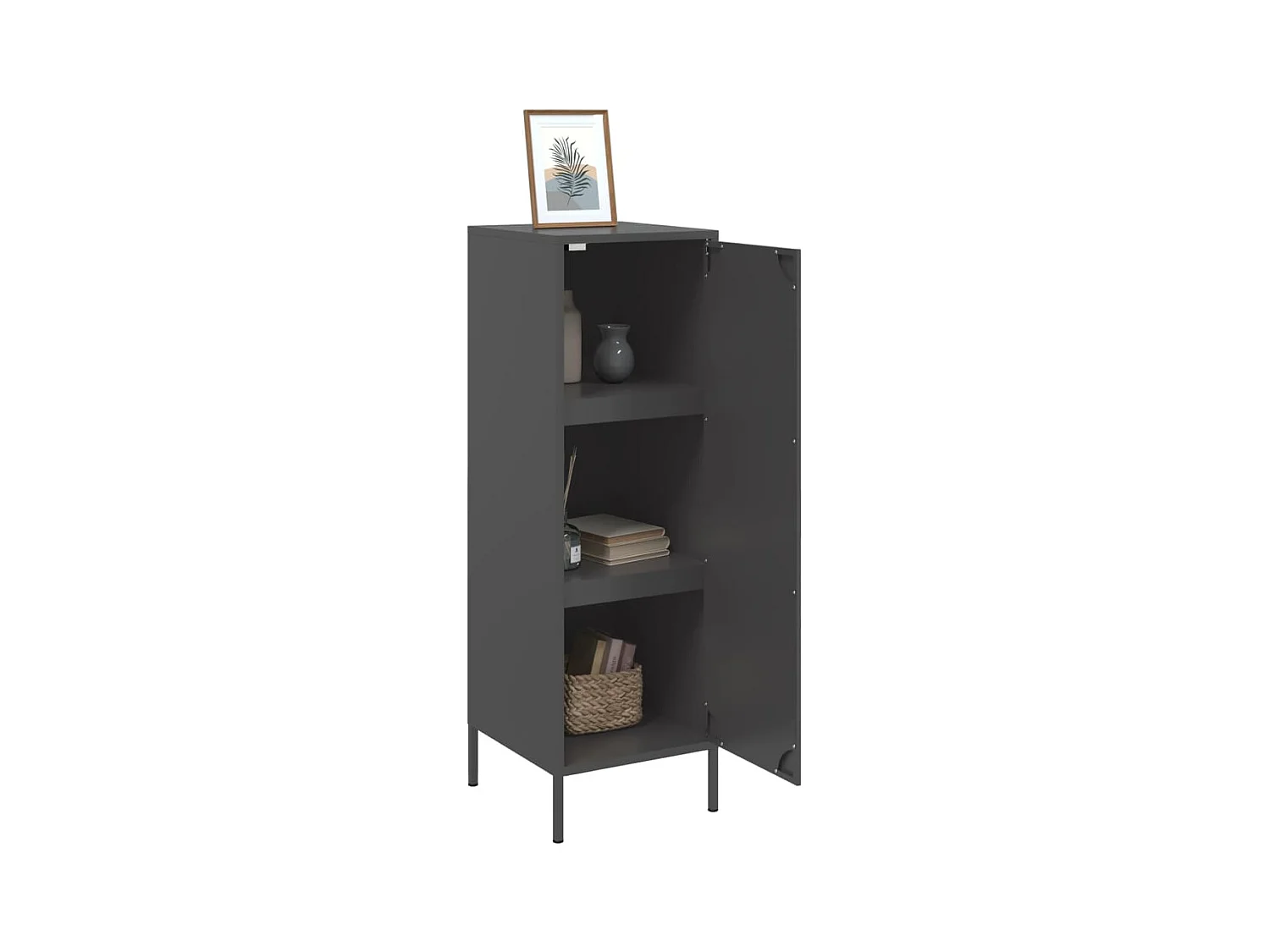 Buffet haut noir 36x39x113 cm acier