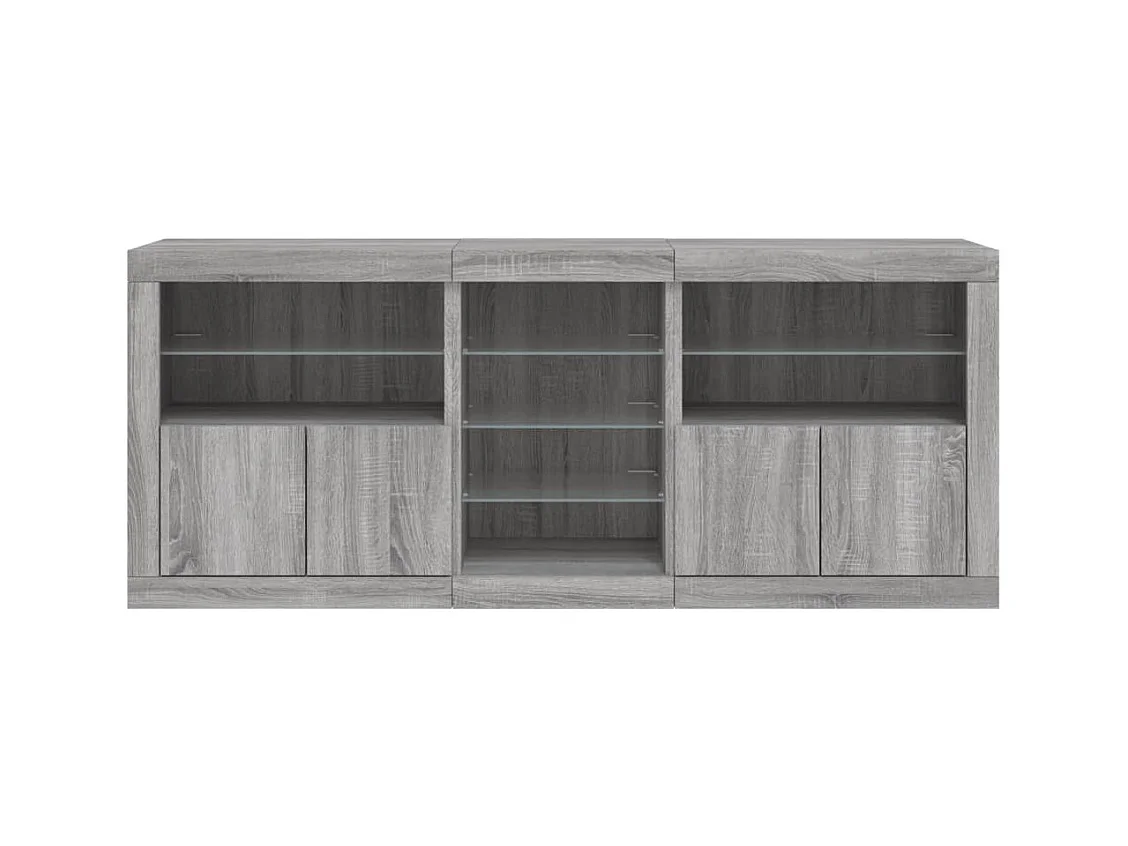 Buffet avec lumières LED sonoma gris 162x37x67 cm