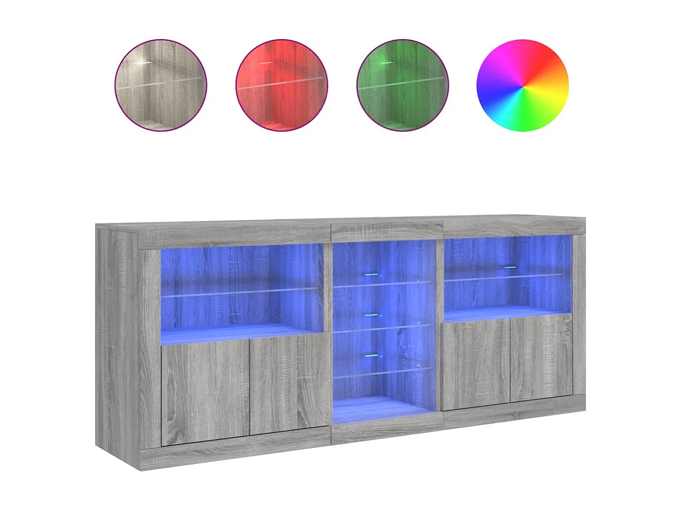 Dressoir met LED-verlichting 162x37x67 cm grijs sonoma