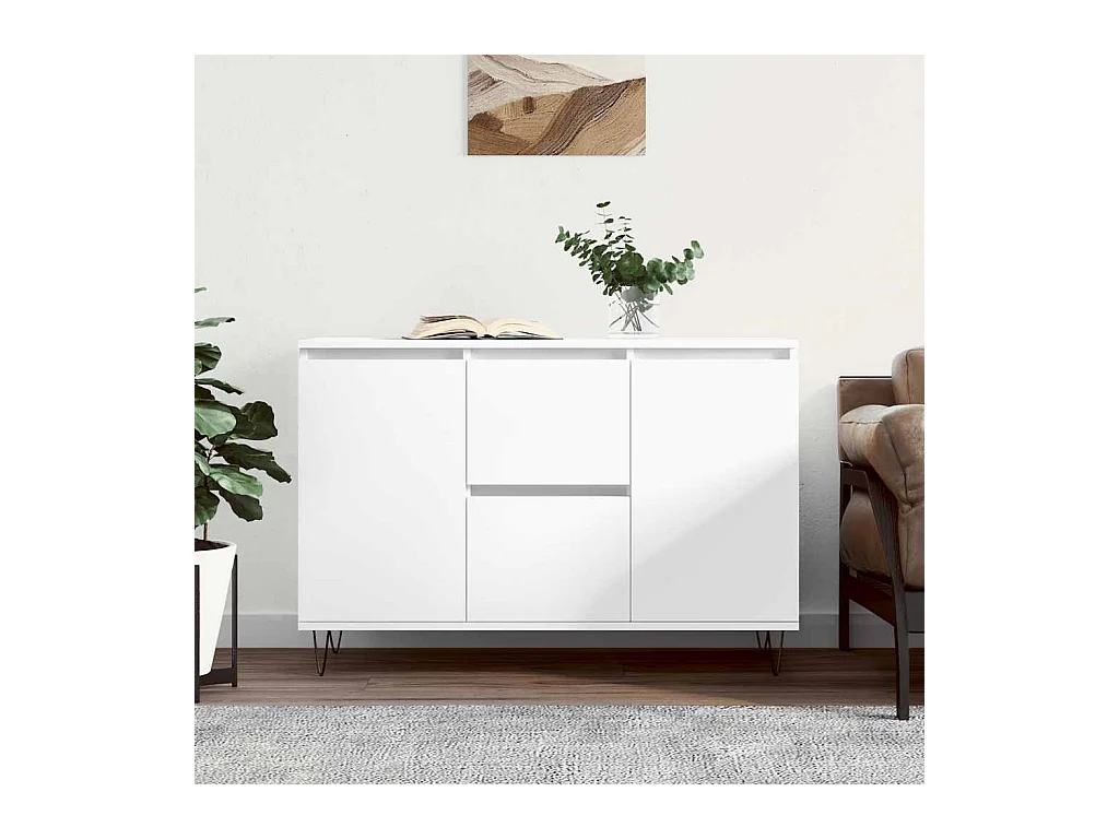 Buffet blanc 101,5x35x70 cm bois d'ingénierie