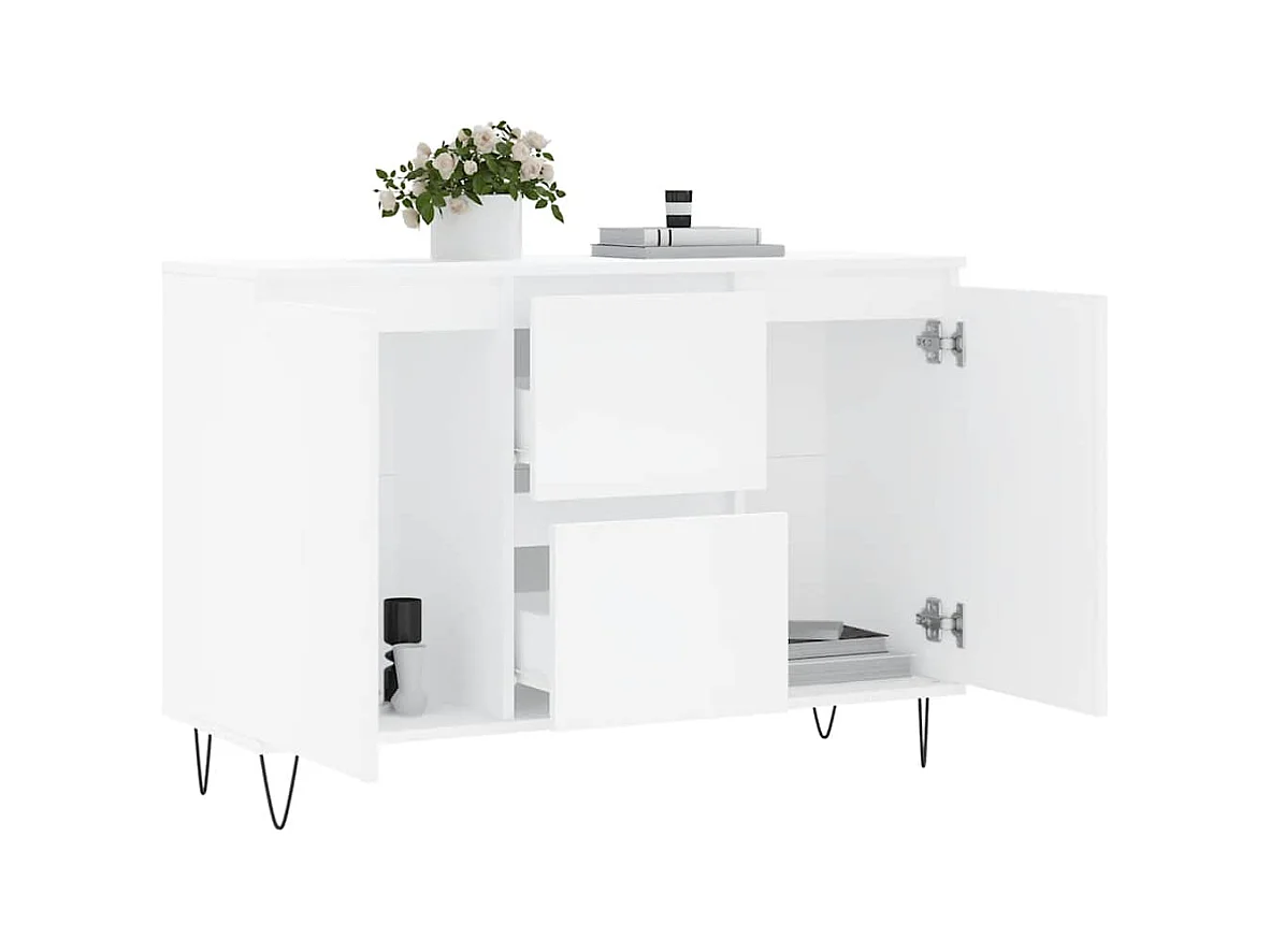 Buffet blanc 101,5x35x70 cm bois d'ingénierie