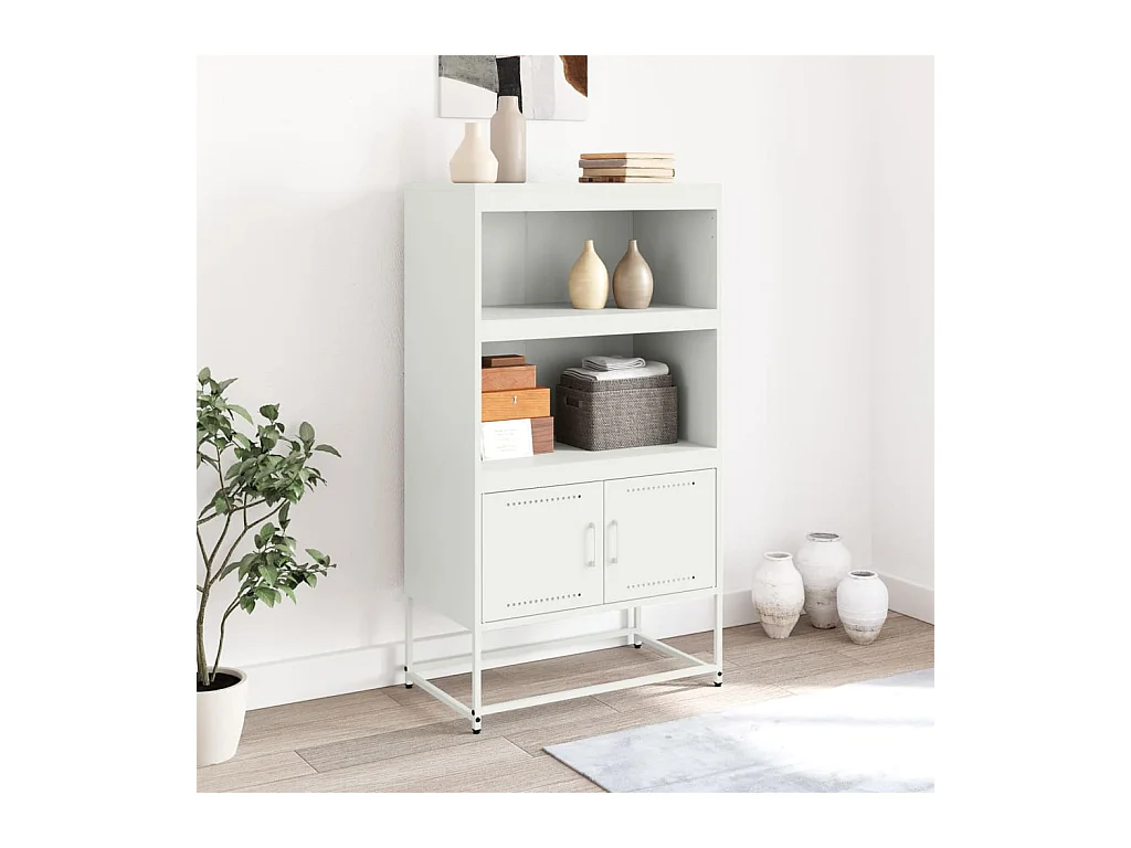 Buffet haut blanc 68,5x38,5x123,5 cm acier