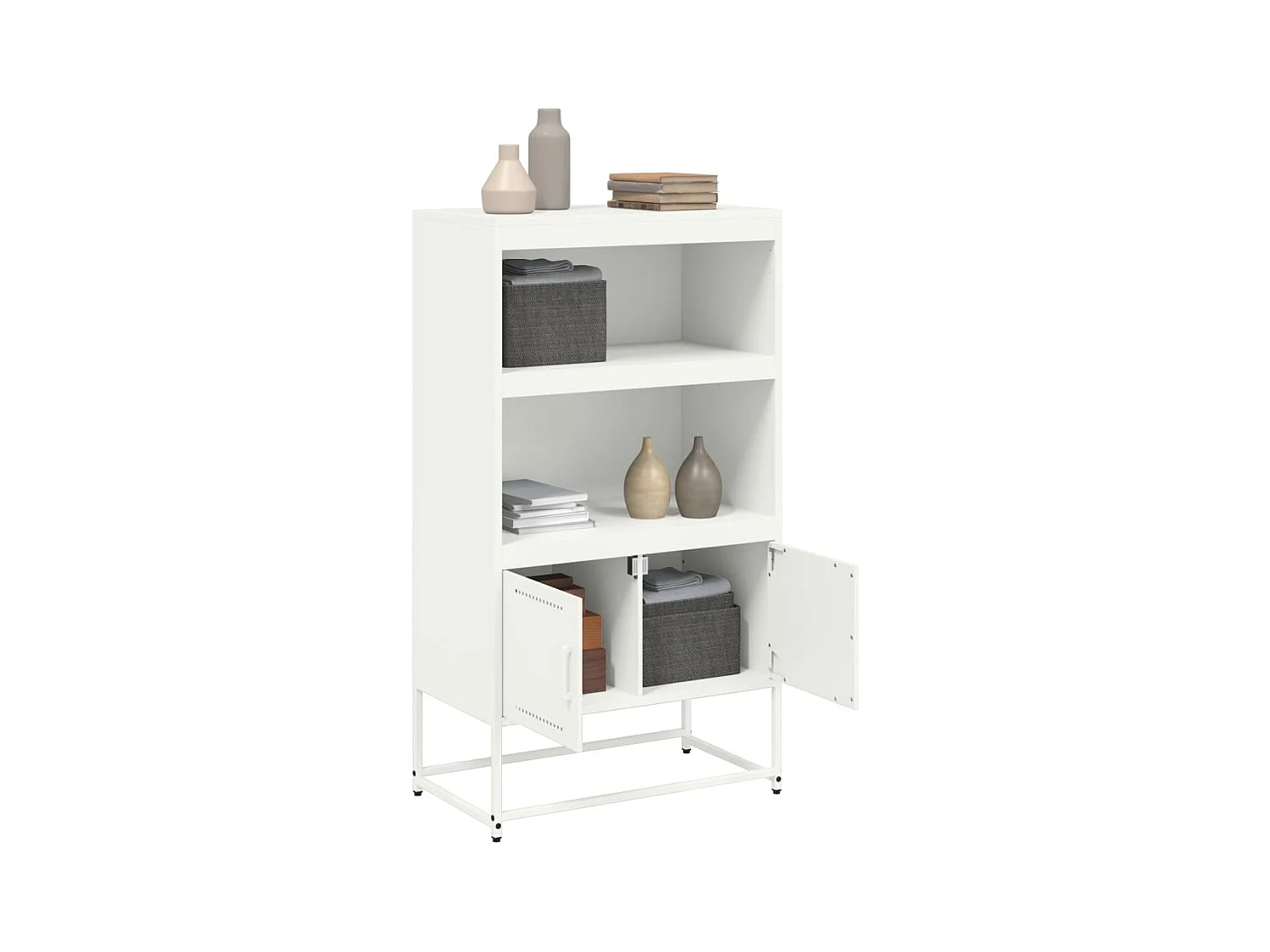 Buffet haut blanc 68,5x38,5x123,5 cm acier