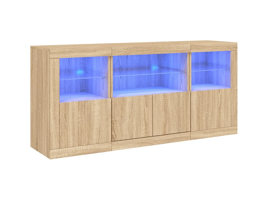 Buffet avec lumières LED chêne sonoma 142,5x37x67 cm