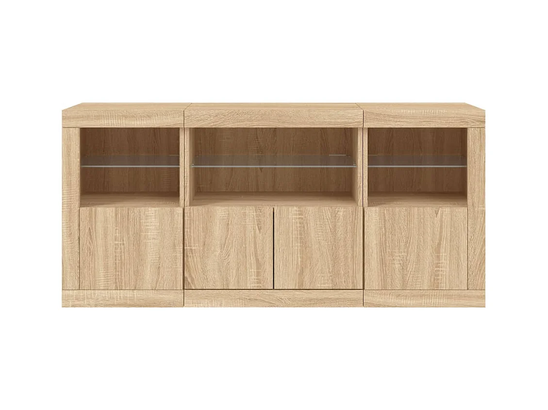 Buffet avec lumières LED chêne sonoma 142,5x37x67 cm