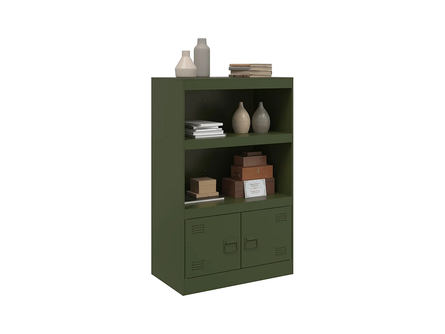 Buffet vert olive 67x39x107 cm acier