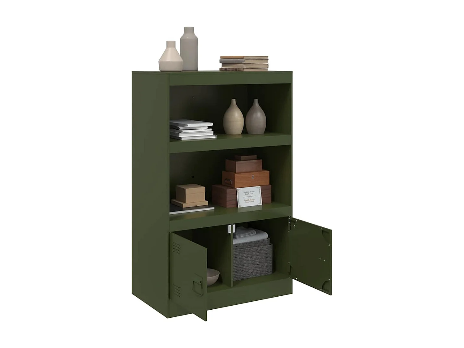 Buffet vert olive 67x39x107 cm acier