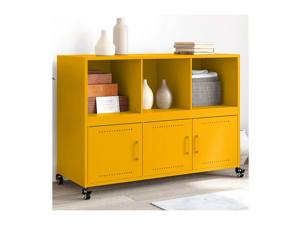 Buffet jaune moutarde 100,5x39x72 cm acier