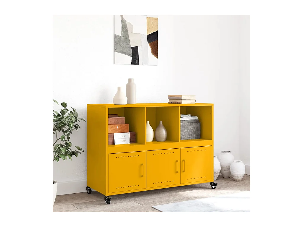 Buffet jaune moutarde 100,5x39x72 cm acier
