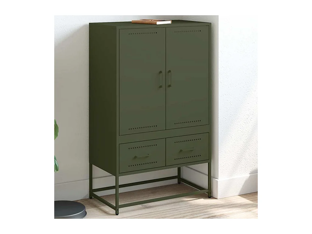 Buffet haut vert olive 68x39 x111,5 cm acier