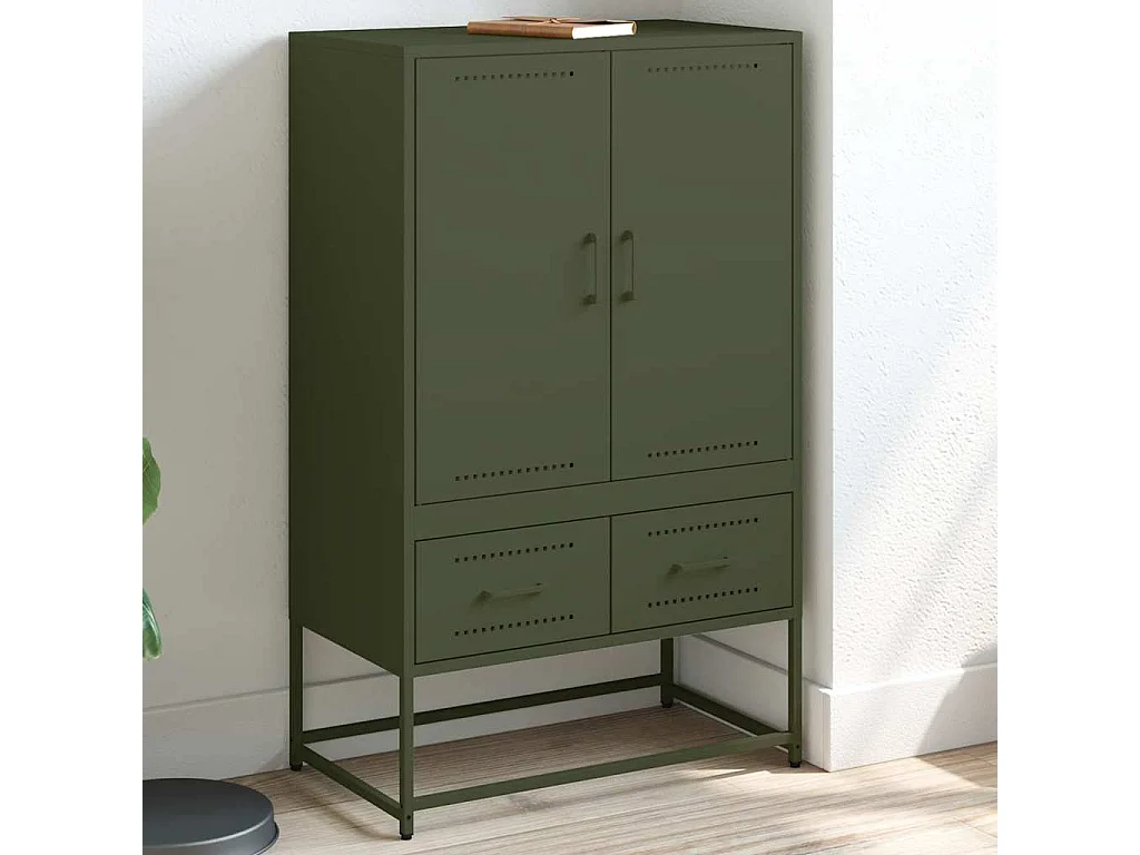 Buffet haut vert olive 68x39 x111,5 cm acier