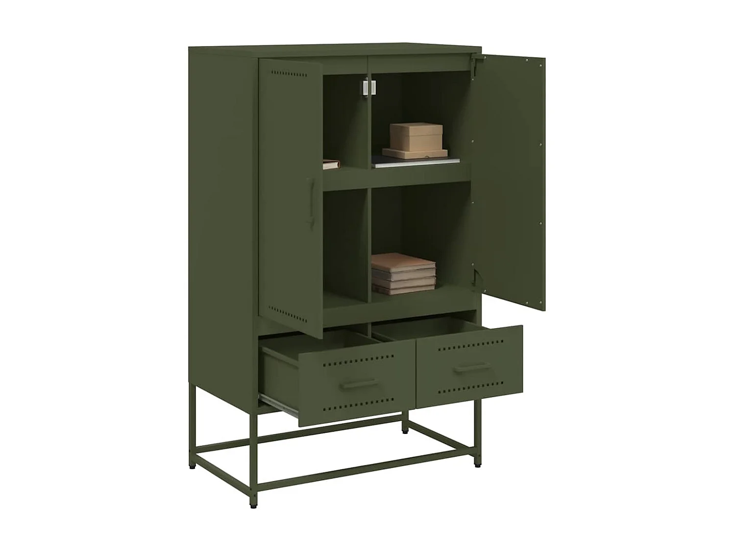 Buffet haut vert olive 68x39 x111,5 cm acier