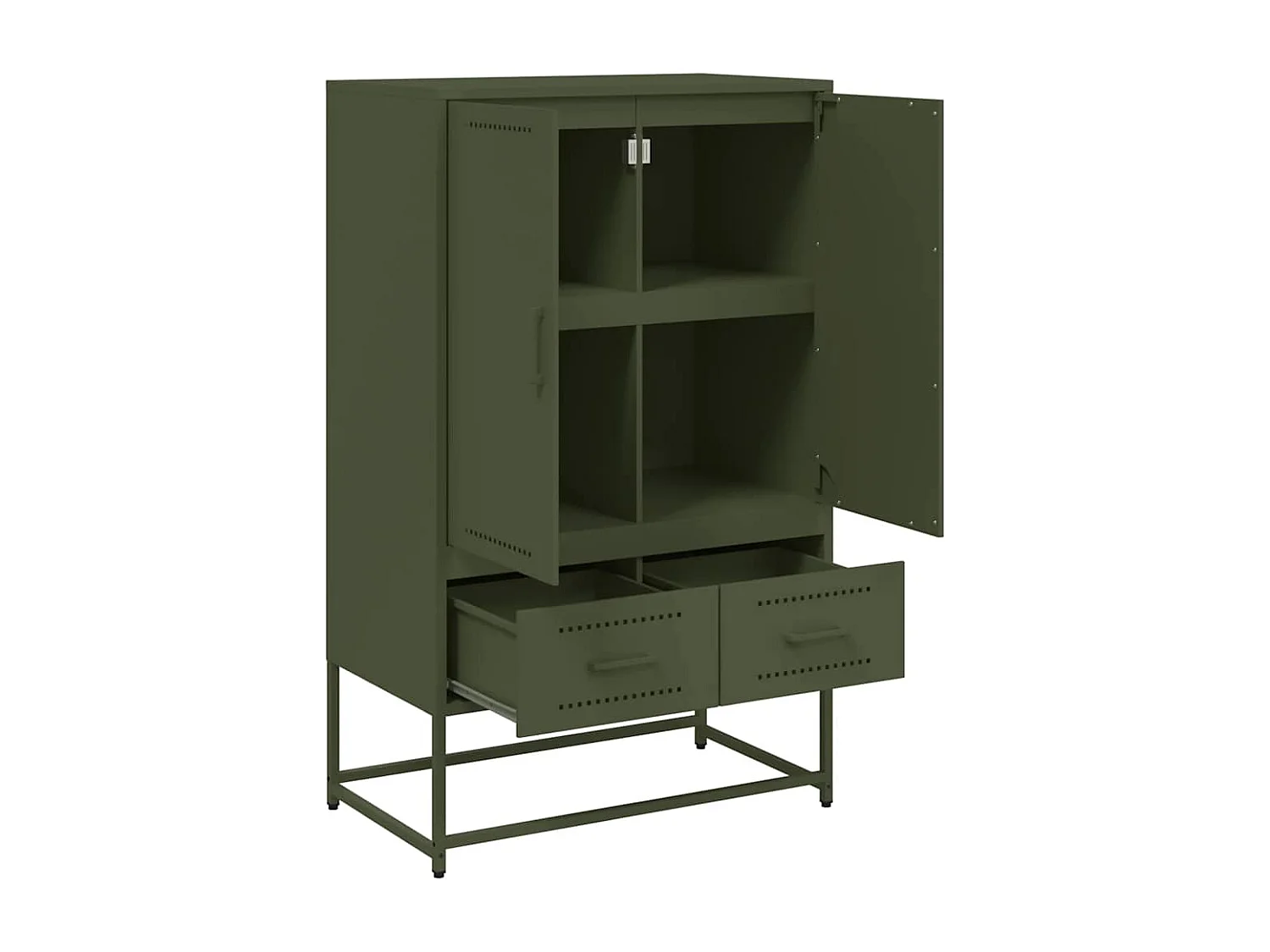 Buffet haut vert olive 68x39 x111,5 cm acier
