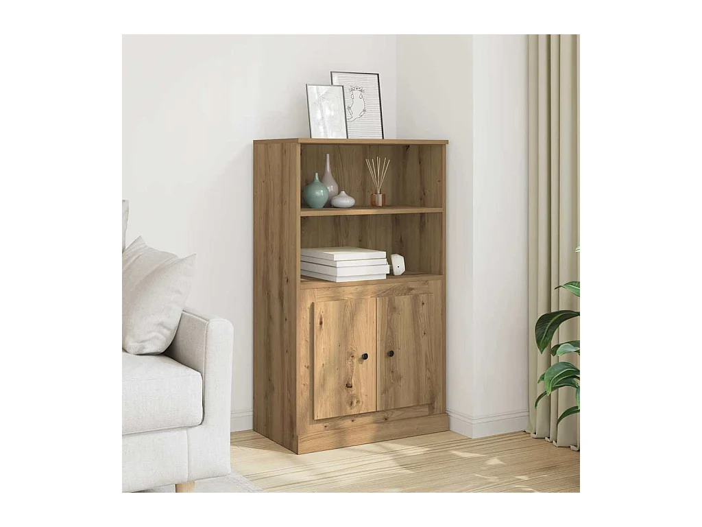 Buffet haut chêne artisanal 60x35,5x103,5 cm bois d'ingénierie