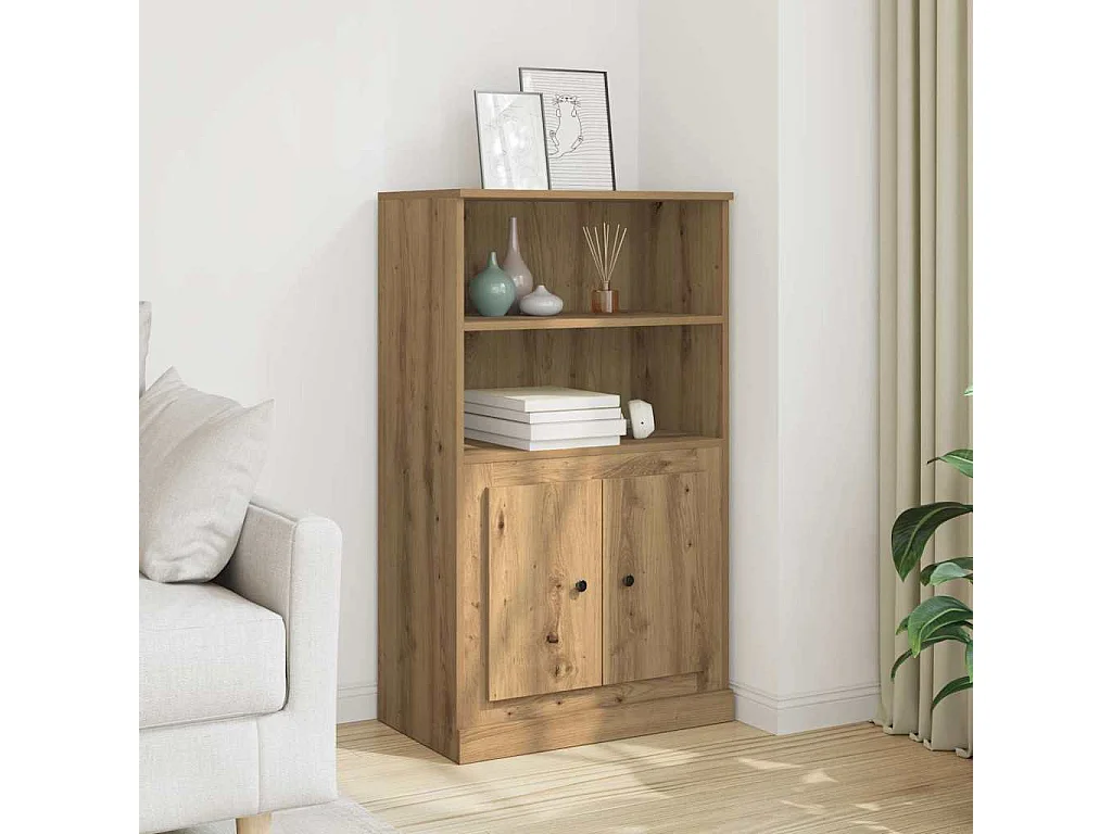 Buffet haut chêne artisanal 60x35,5x103,5 cm bois d'ingénierie