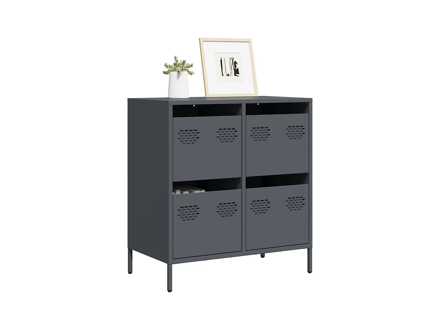 Buffet anthracite 68x39x73,5 cm acier laminé à froid