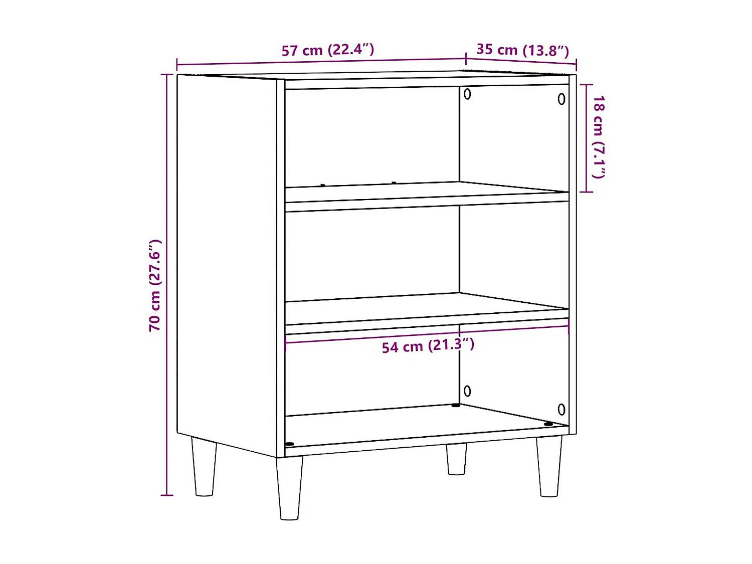 Buffet vieux bois 57x35x75 cm bois d'ingénierie