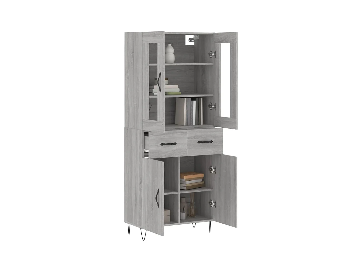 Buffet haut Sonoma gris 69,5x34x180 cm Bois d'ingénierie