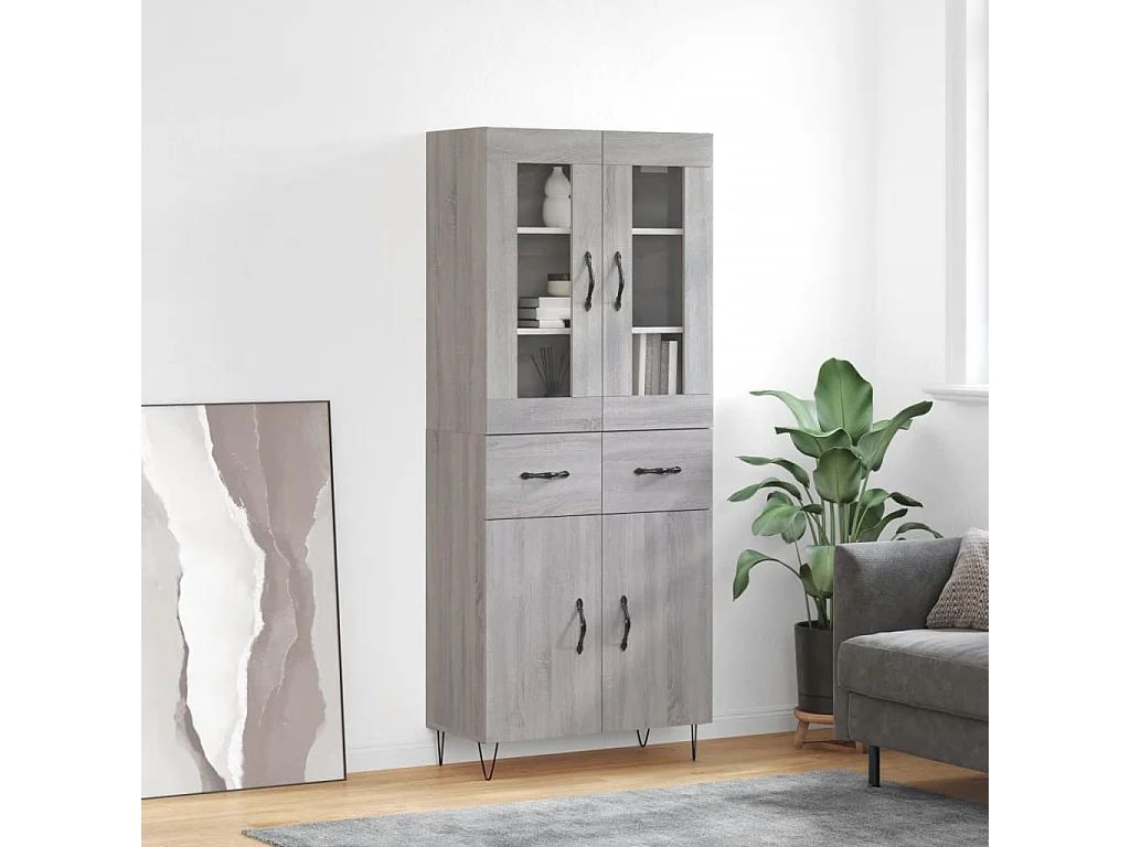 Buffet haut Sonoma gris 69,5x34x180 cm Bois d'ingénierie